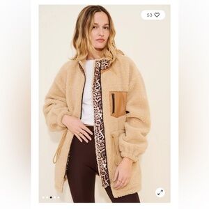 Urban Outfitters 4SI3NNA Midi Sherpa Coat, camel, Medium